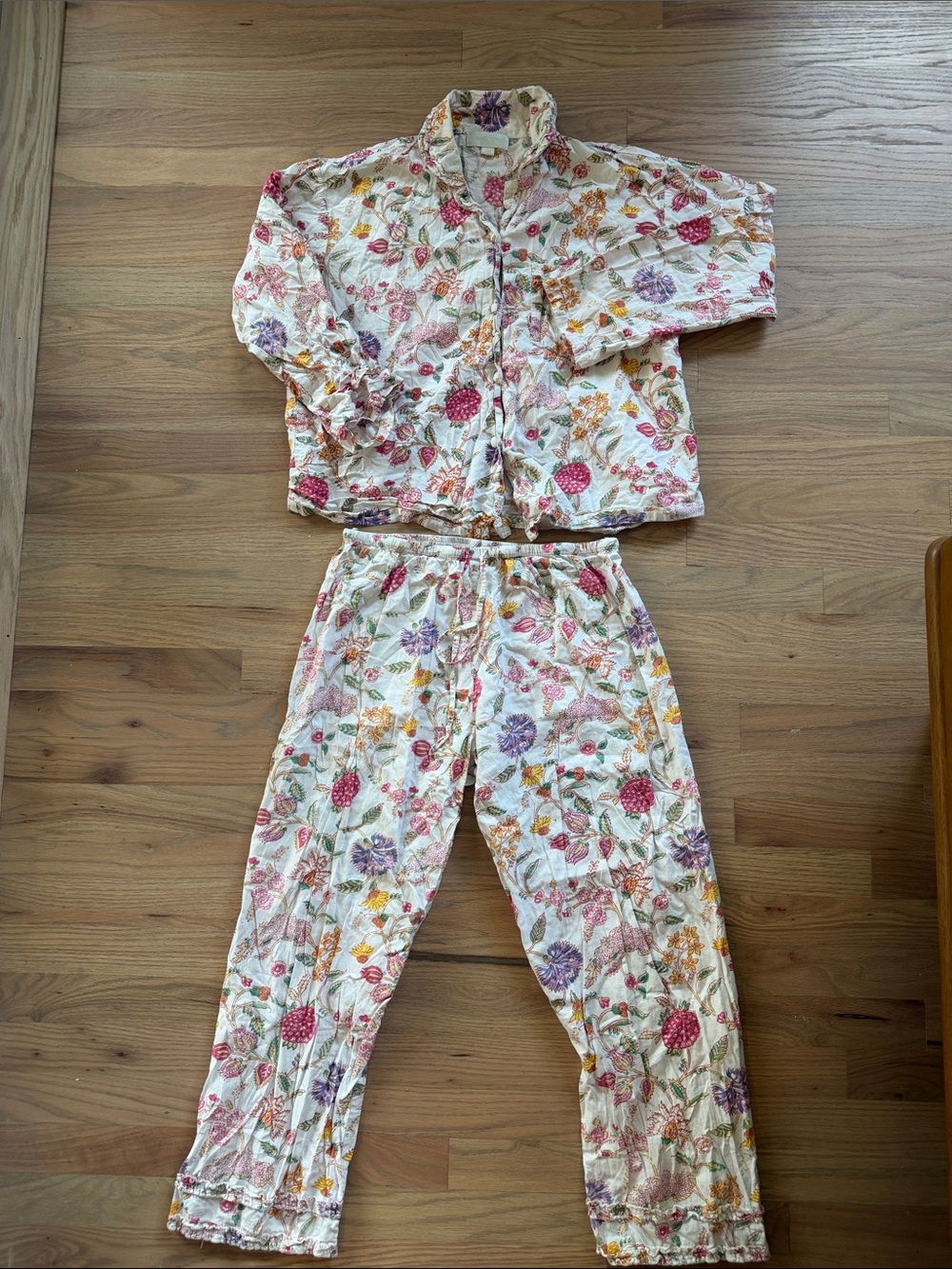 Powell Craft Cotton Women’s Floral 2-Piece Pajama Set Size S/M – Button Front